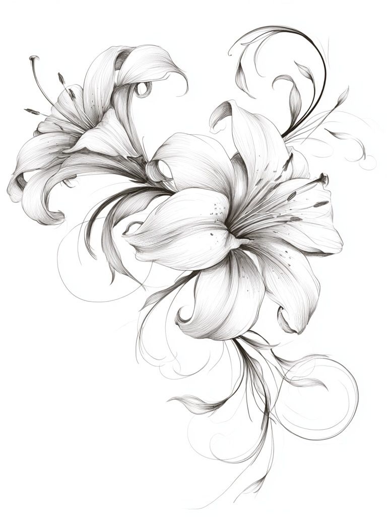 Elegant Lily Sketch Print. poster detail