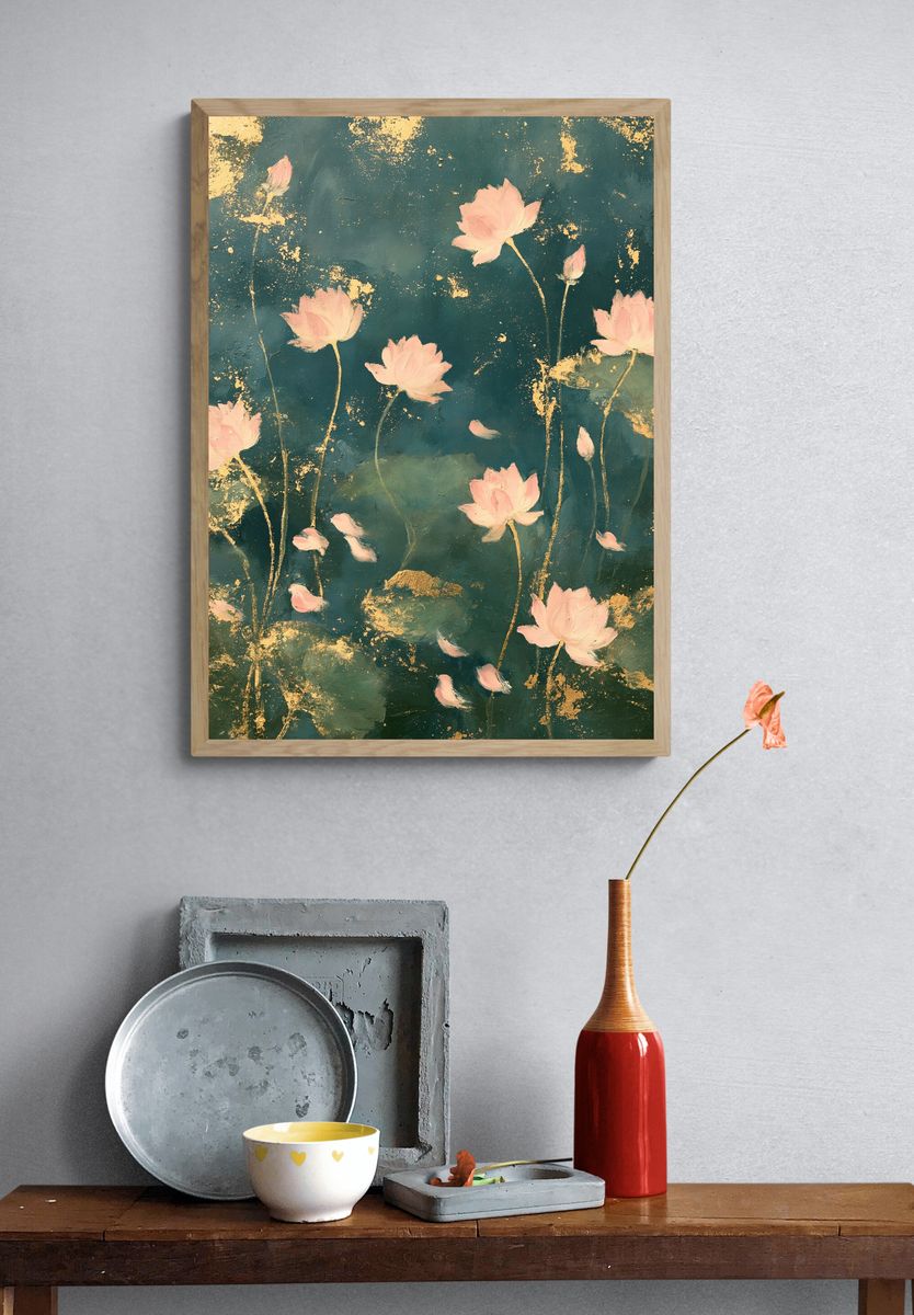 Lotus Bloom Botanical Print. — room view 3