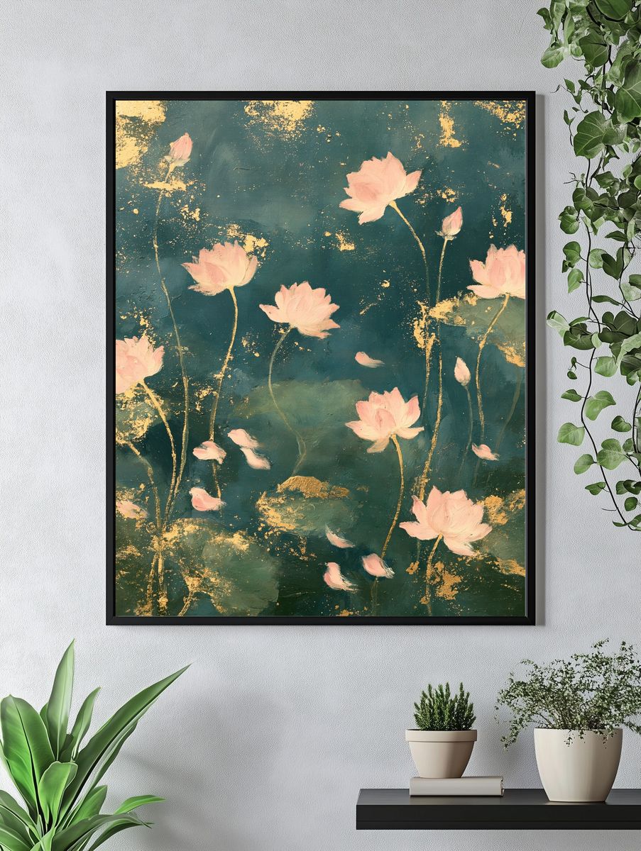 Lotus Bloom Botanical Print. — room view 4
