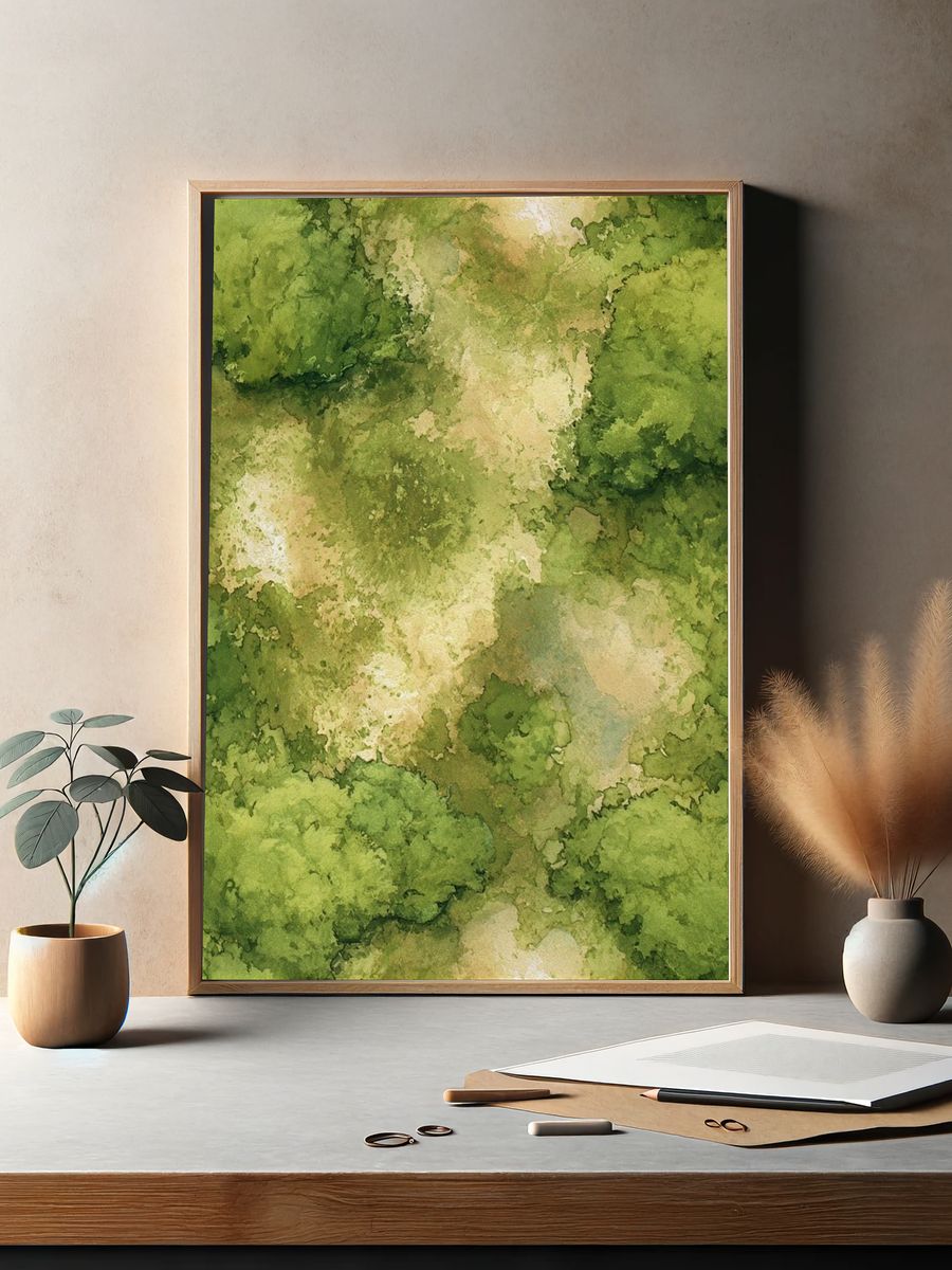 Verdant Canopy Watercolor Print. — room view 2