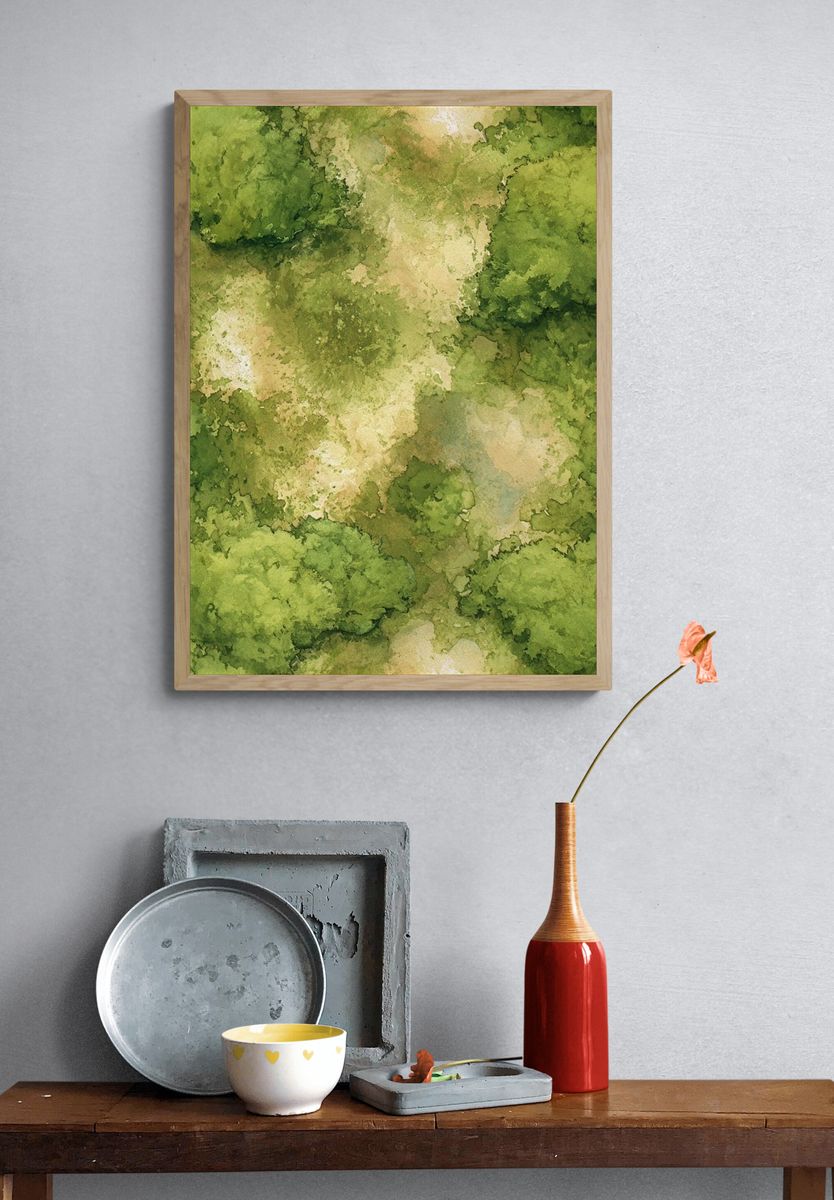 Verdant Canopy Watercolor Print. — room view 3