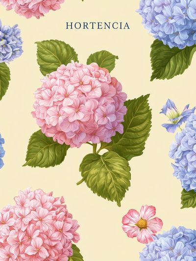 Hydrangea Botanical Poster.