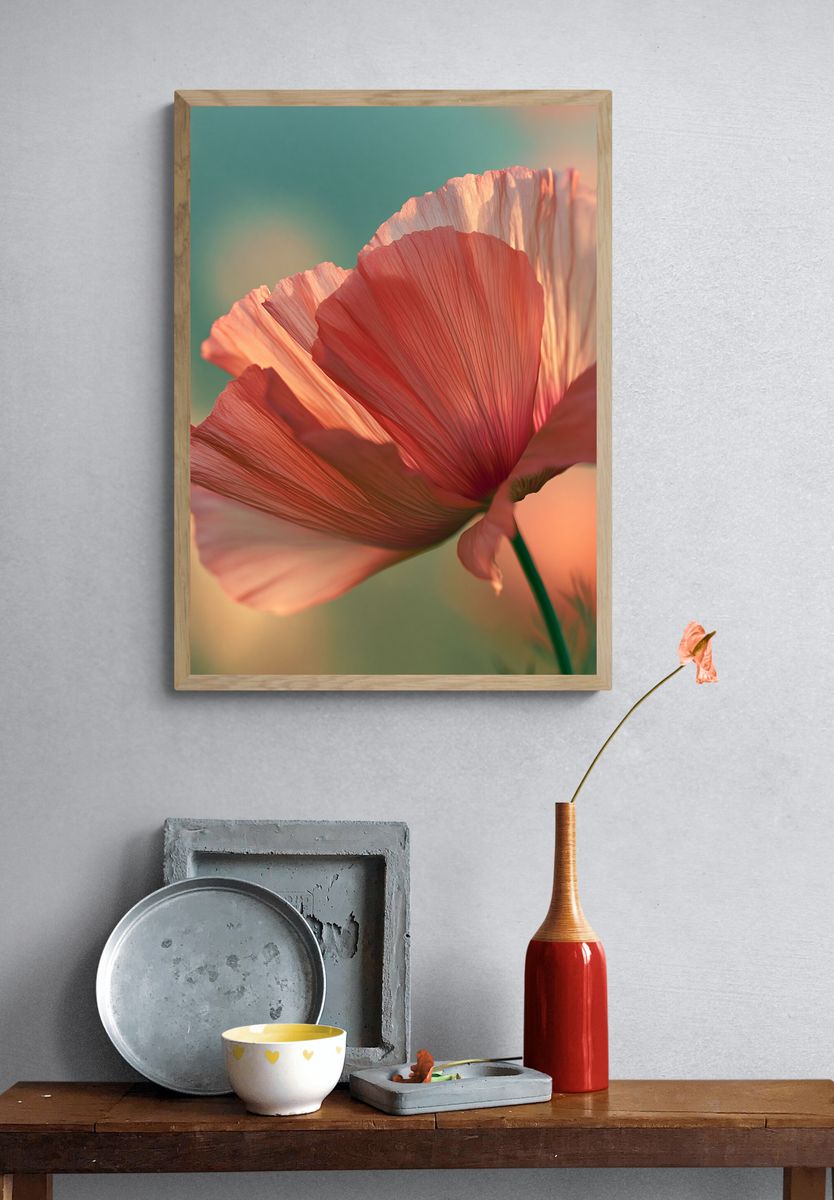 Pink Poppy Bloom Photography Poster. — room view 3