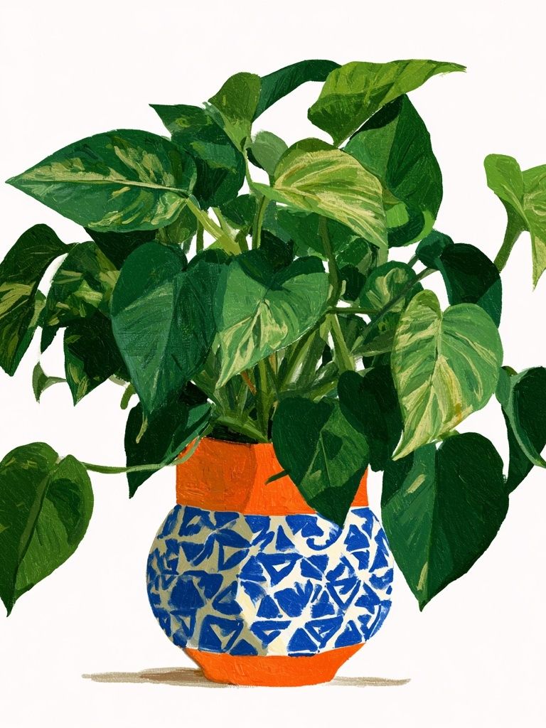 Potted Philodendron Botanical Print. poster detail