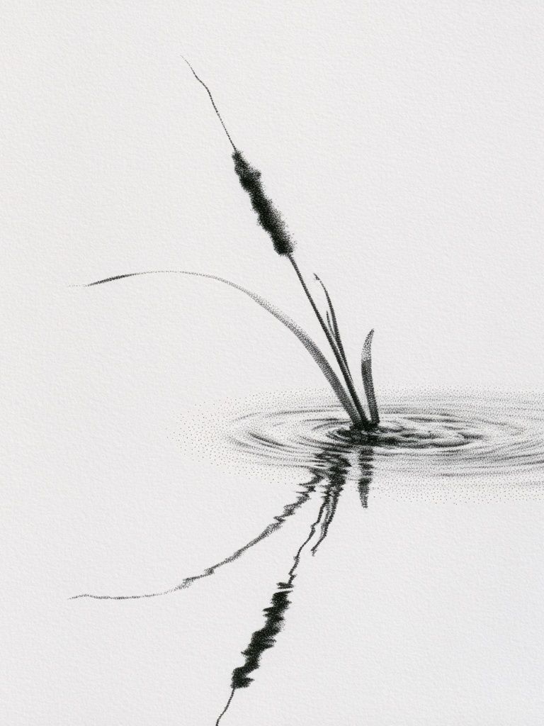 Ink Reed Reflection Print. poster — botanical art