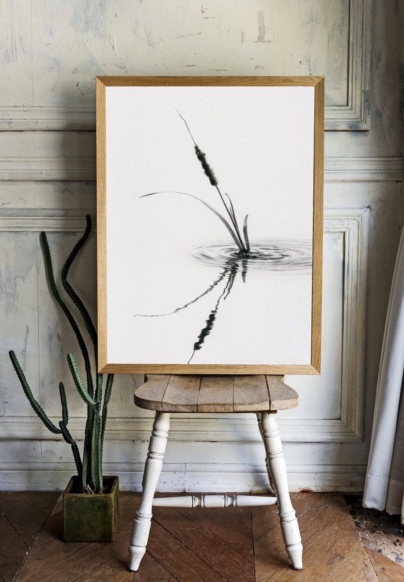 Ink Reed Reflection Print. room preview