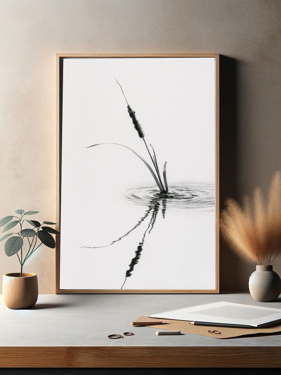 Ink Reed Reflection Print. — room view 2