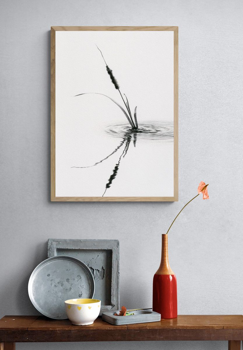 Ink Reed Reflection Print. — room view 3
