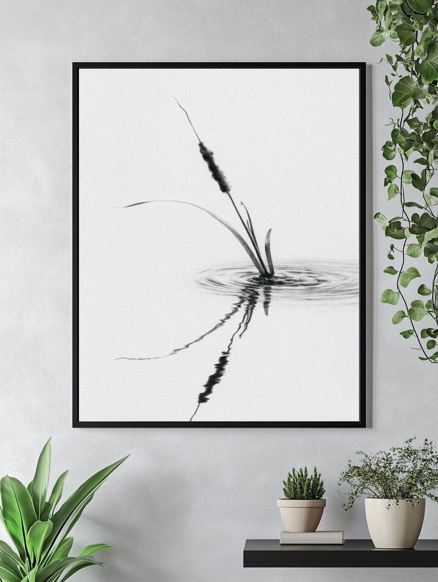Ink Reed Reflection Print. — room view 4