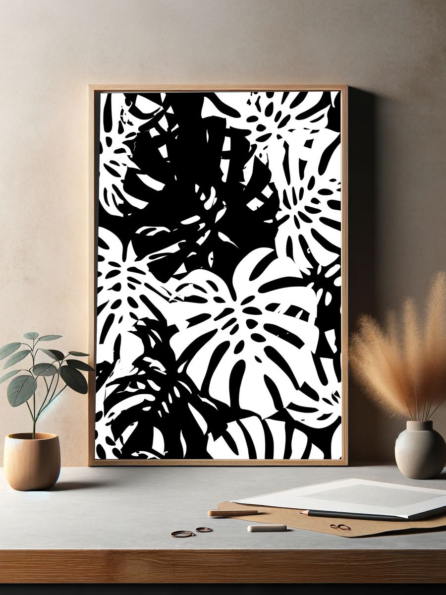 Monstera Leaf Pattern Print. — room view 2