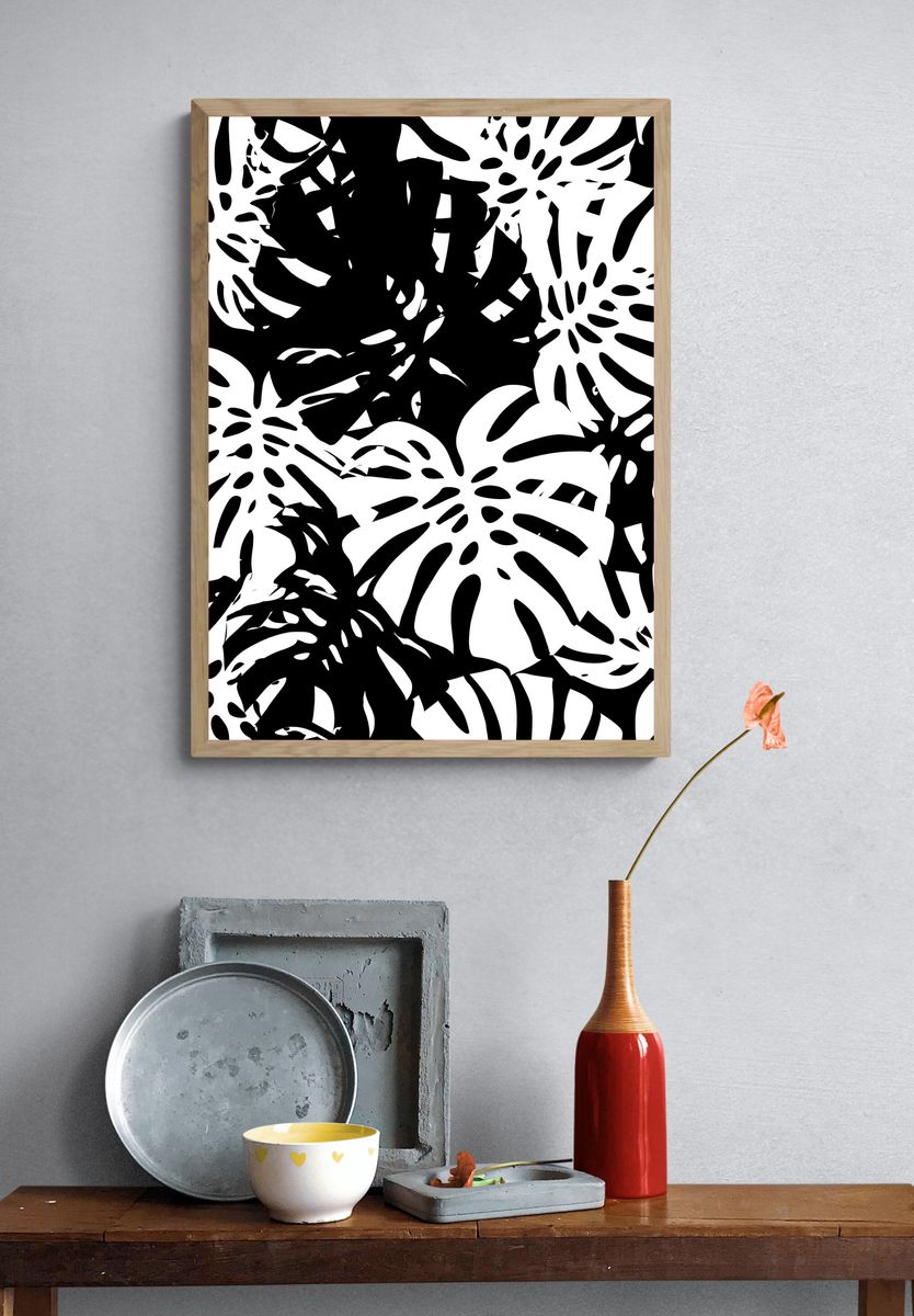 Monstera Leaf Pattern Print. — room view 3