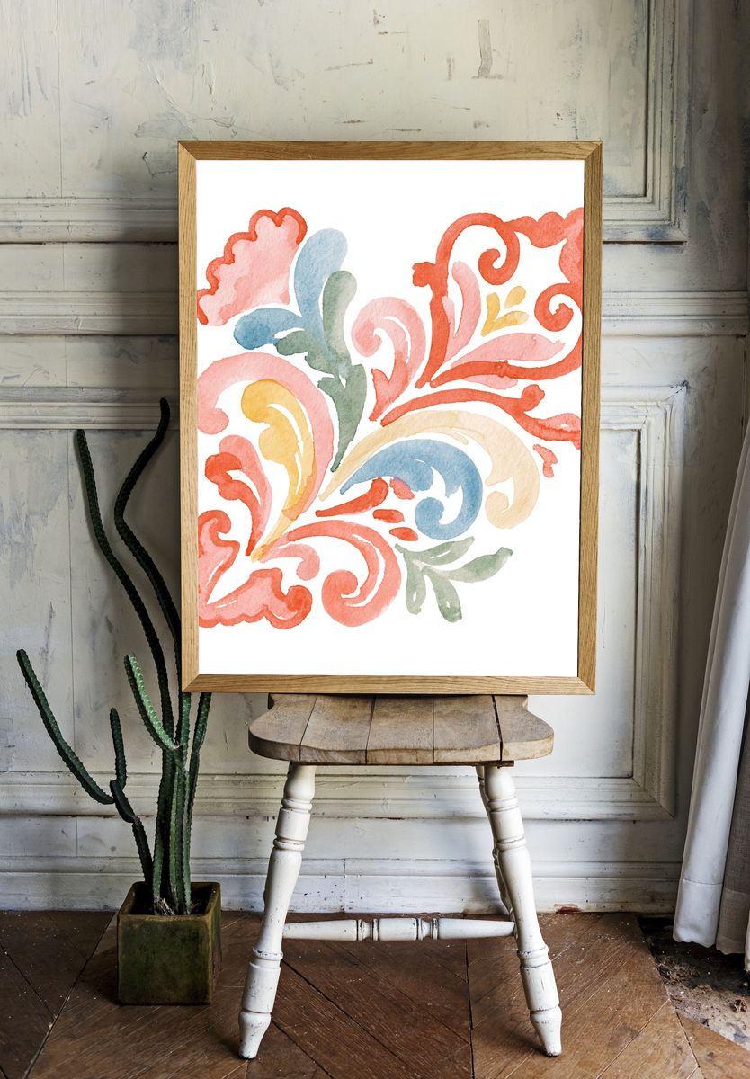 Pastel Floral Watercolor Print. — room view 1