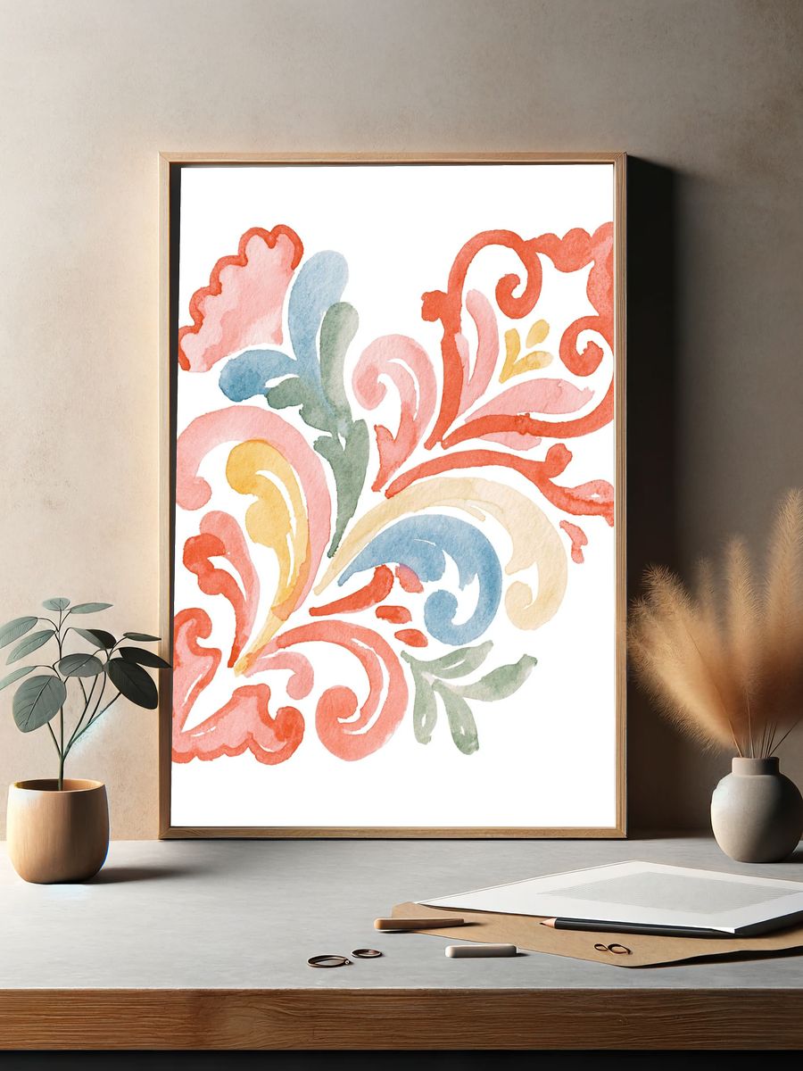 Pastel Floral Watercolor Print. — room view 2