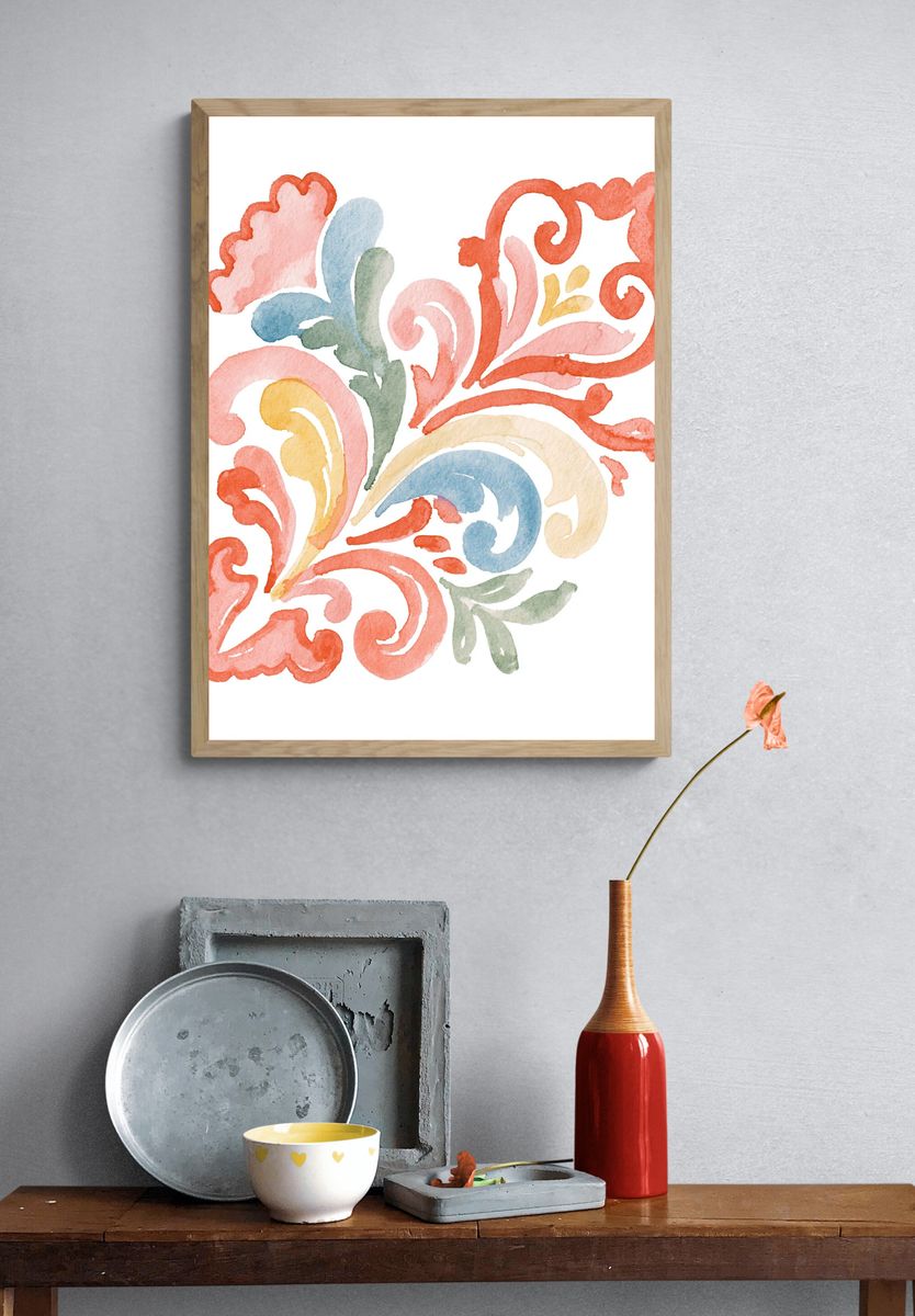 Pastel Floral Watercolor Print. — room view 3