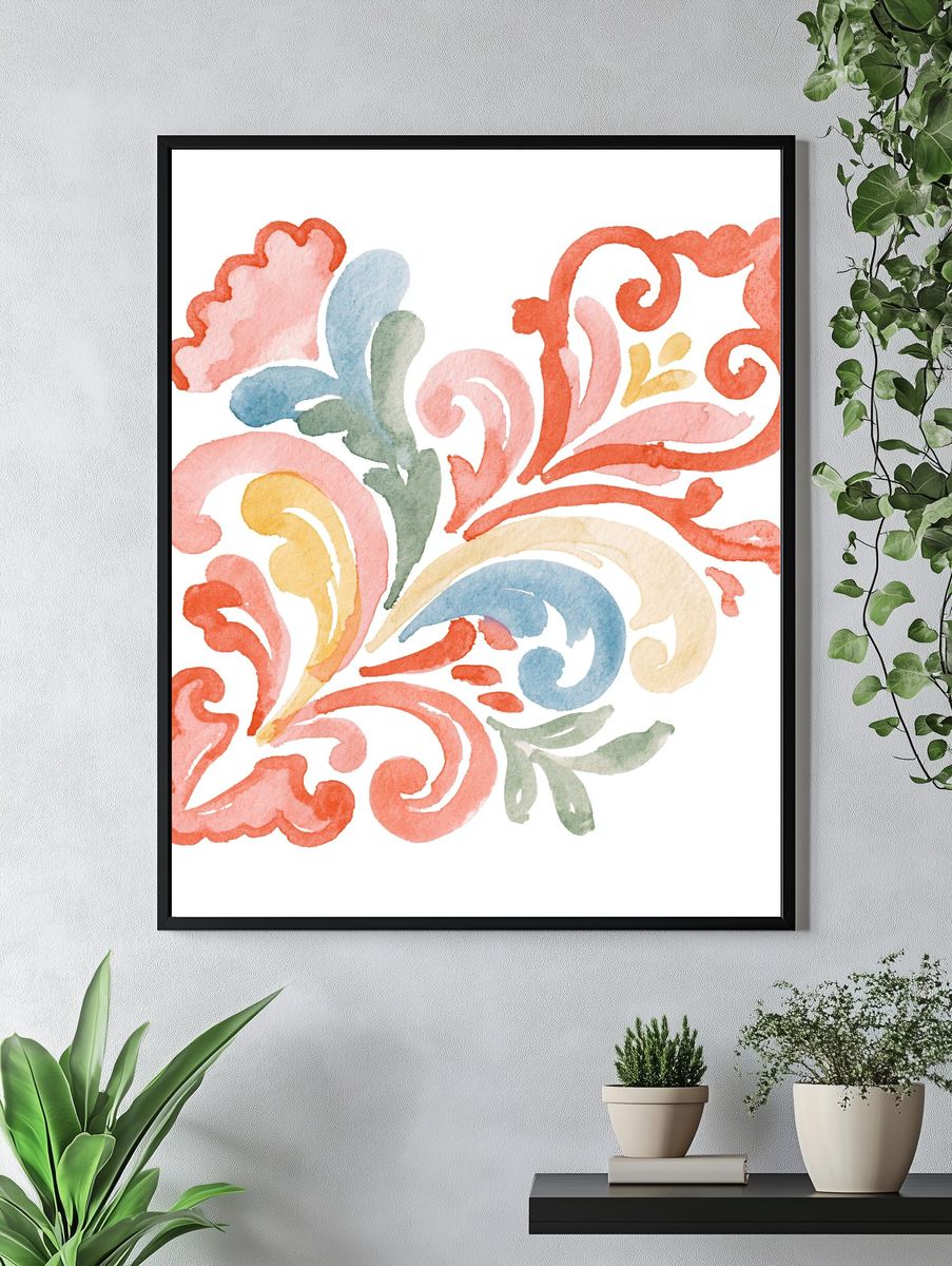 Pastel Floral Watercolor Print. — room view 4