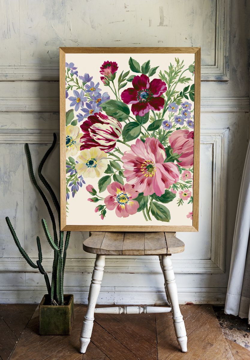 Floral Bouquet Illustration Poster. — room view 1