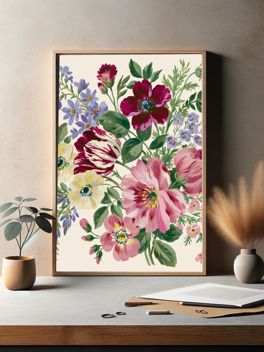 Floral Bouquet Illustration Poster. — room view 2