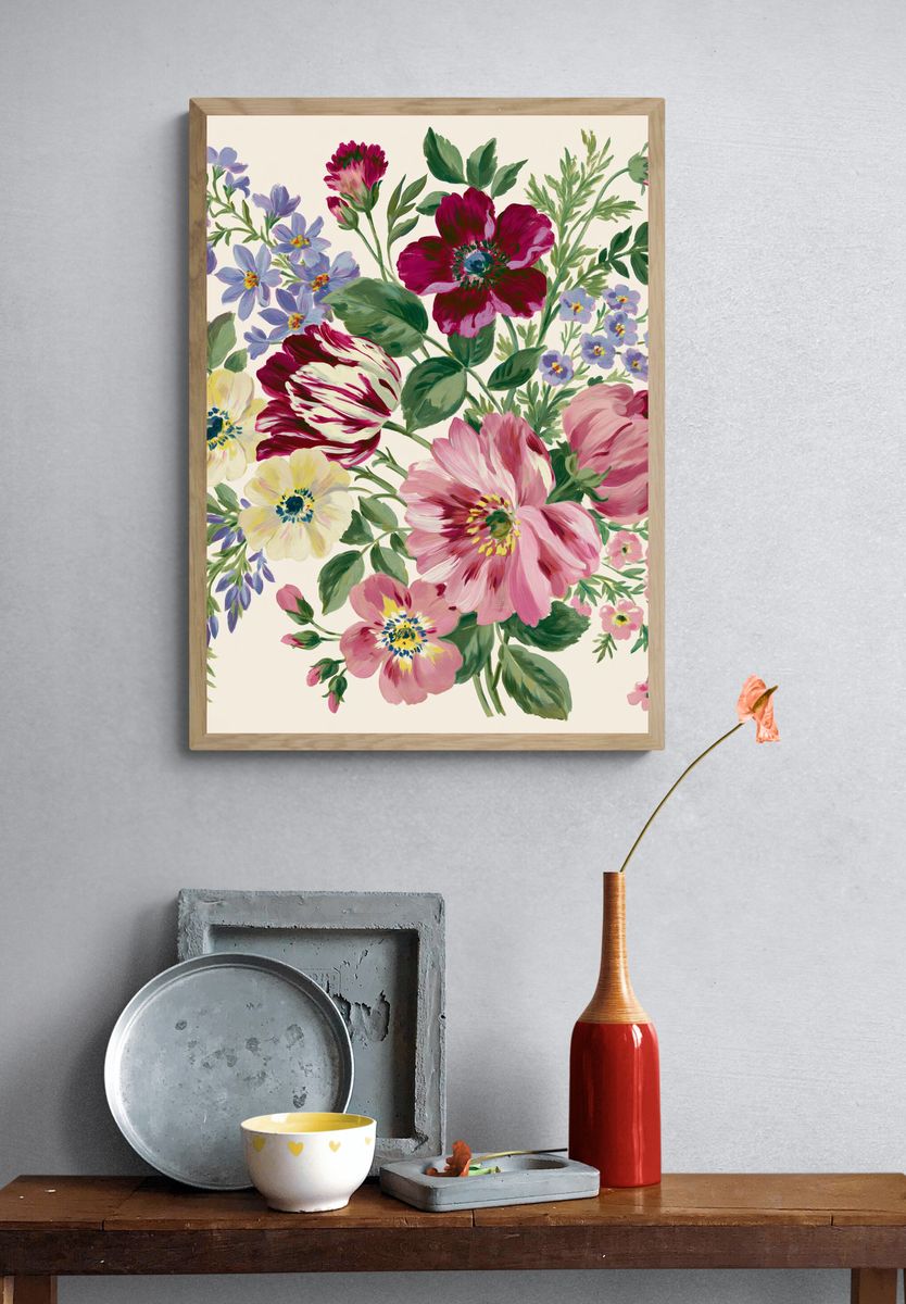 Floral Bouquet Illustration Poster. — room view 3