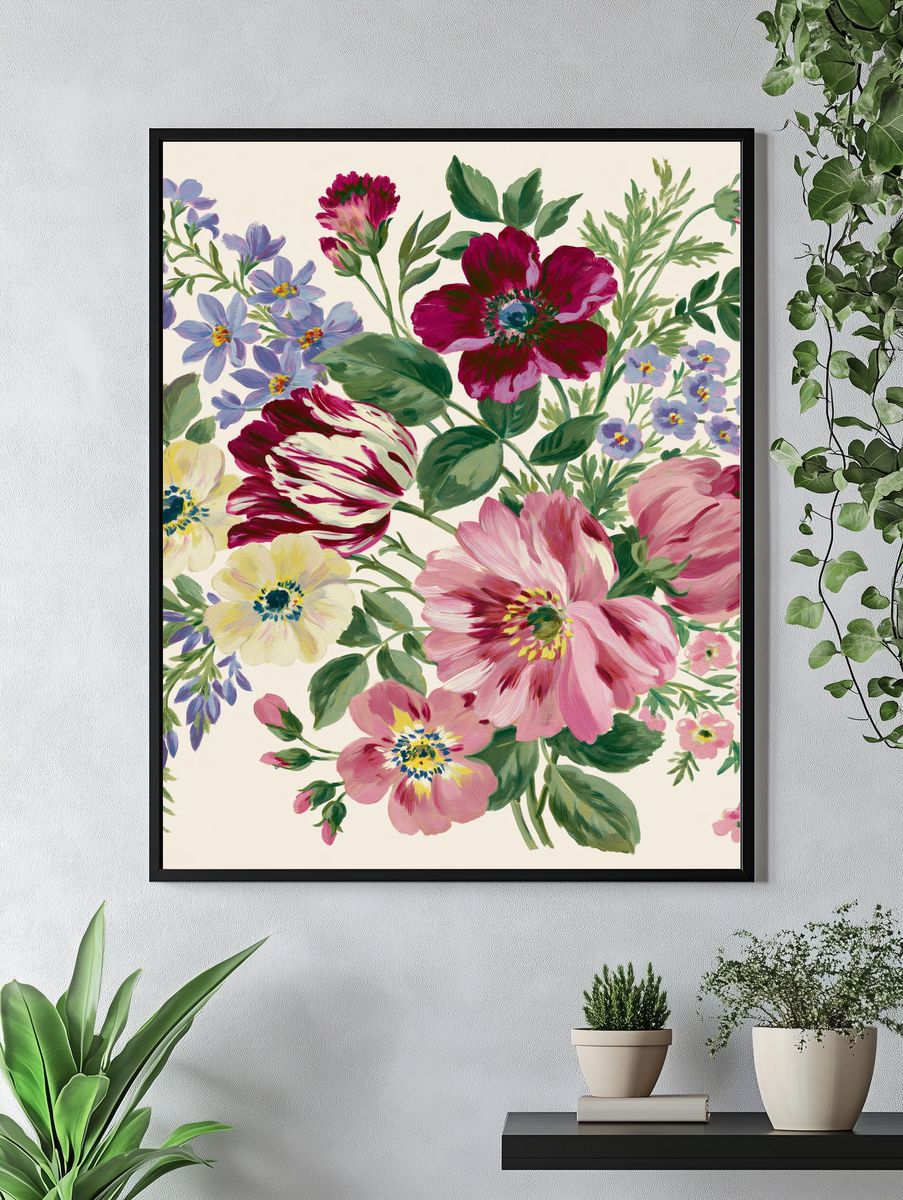 Floral Bouquet Illustration Poster. — room view 4