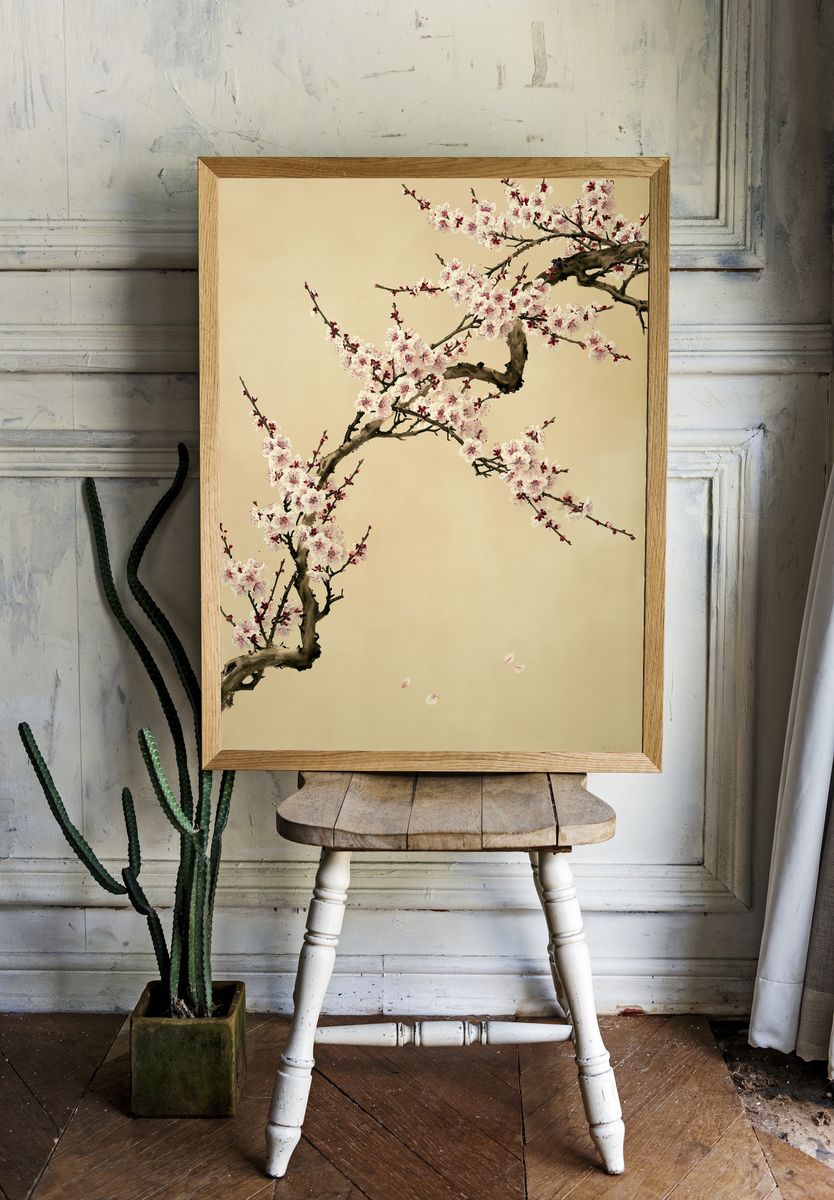 Cherry Blossom Branches Botanical Print. room preview