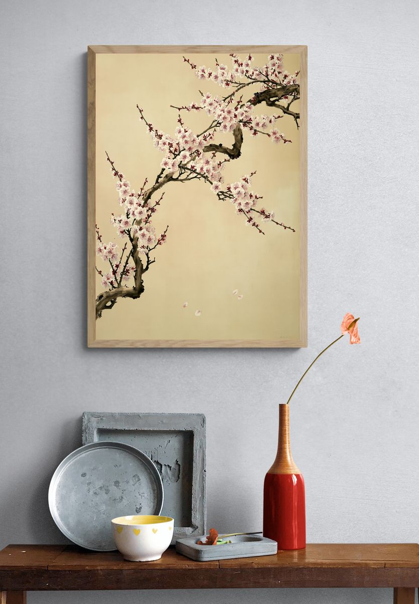 Cherry Blossom Branches Botanical Print. — room view 3