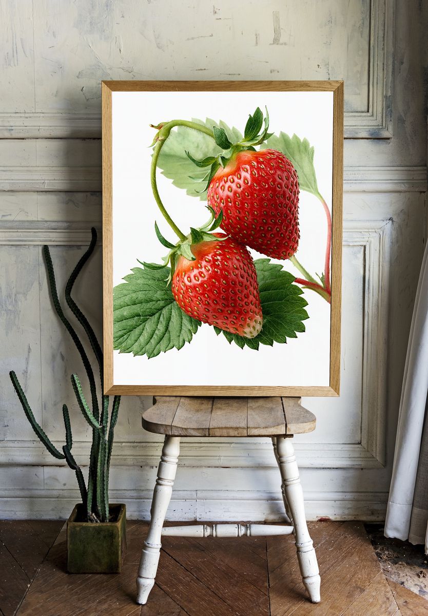 Strawberry Botanical Print. — room view 1