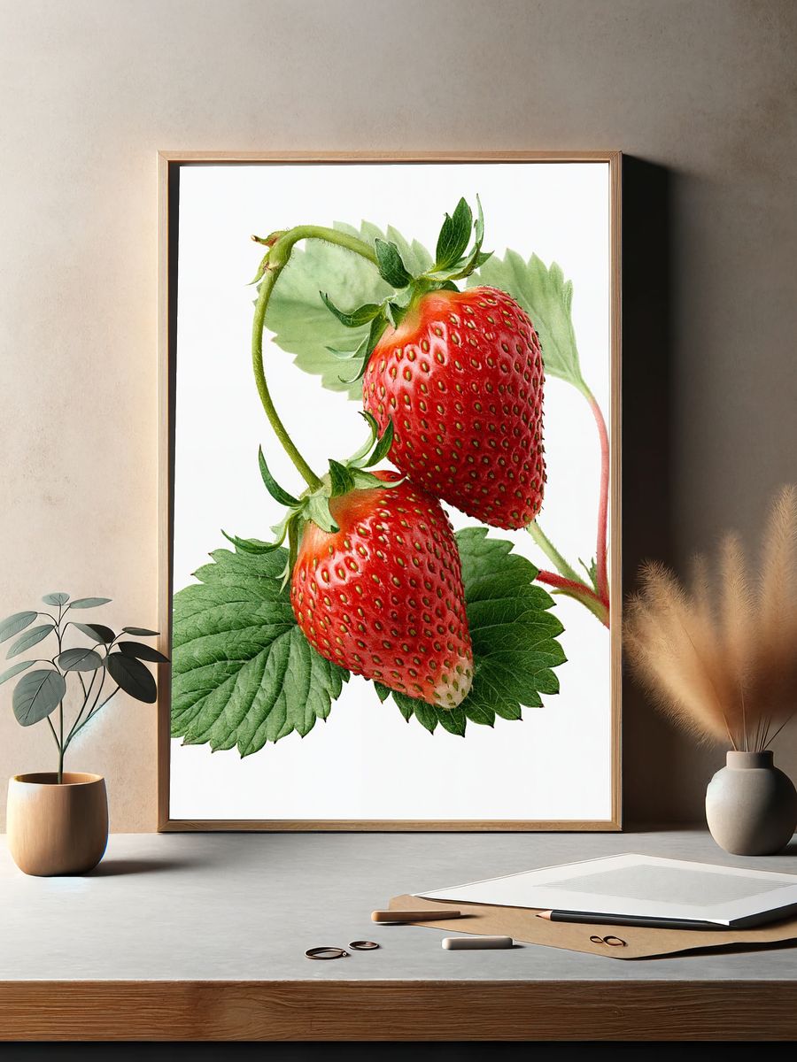 Strawberry Botanical Print. — room view 2