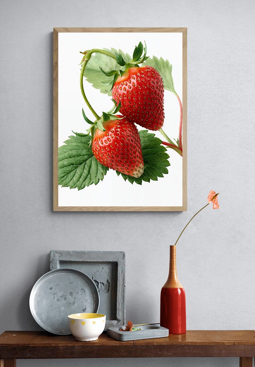 Strawberry Botanical Print. — room view 3