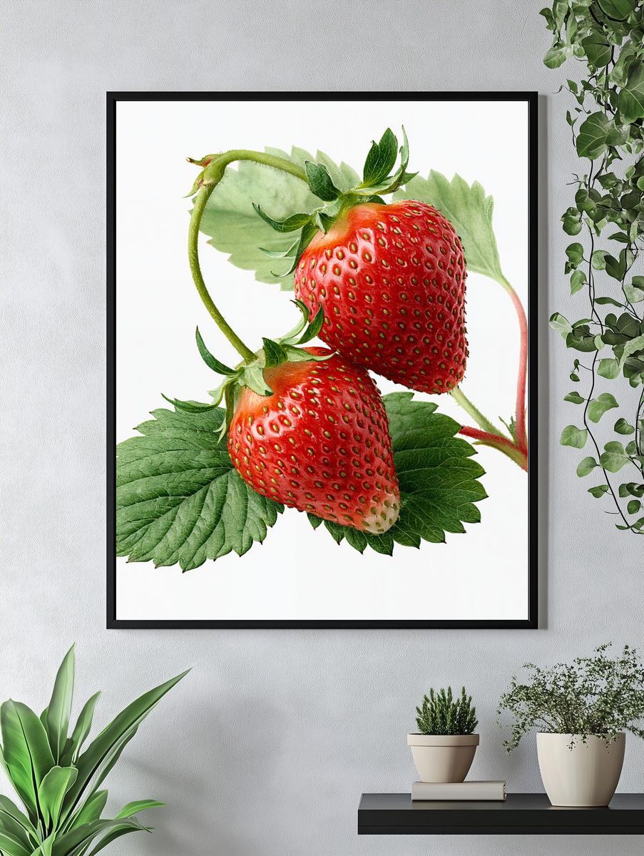 Strawberry Botanical Print. — room view 4