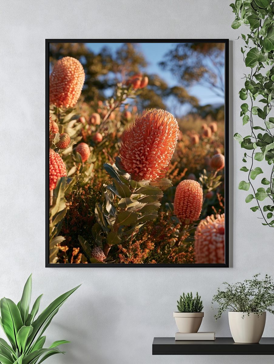 Orange Wildflower Field Photography Poster. — room view 4