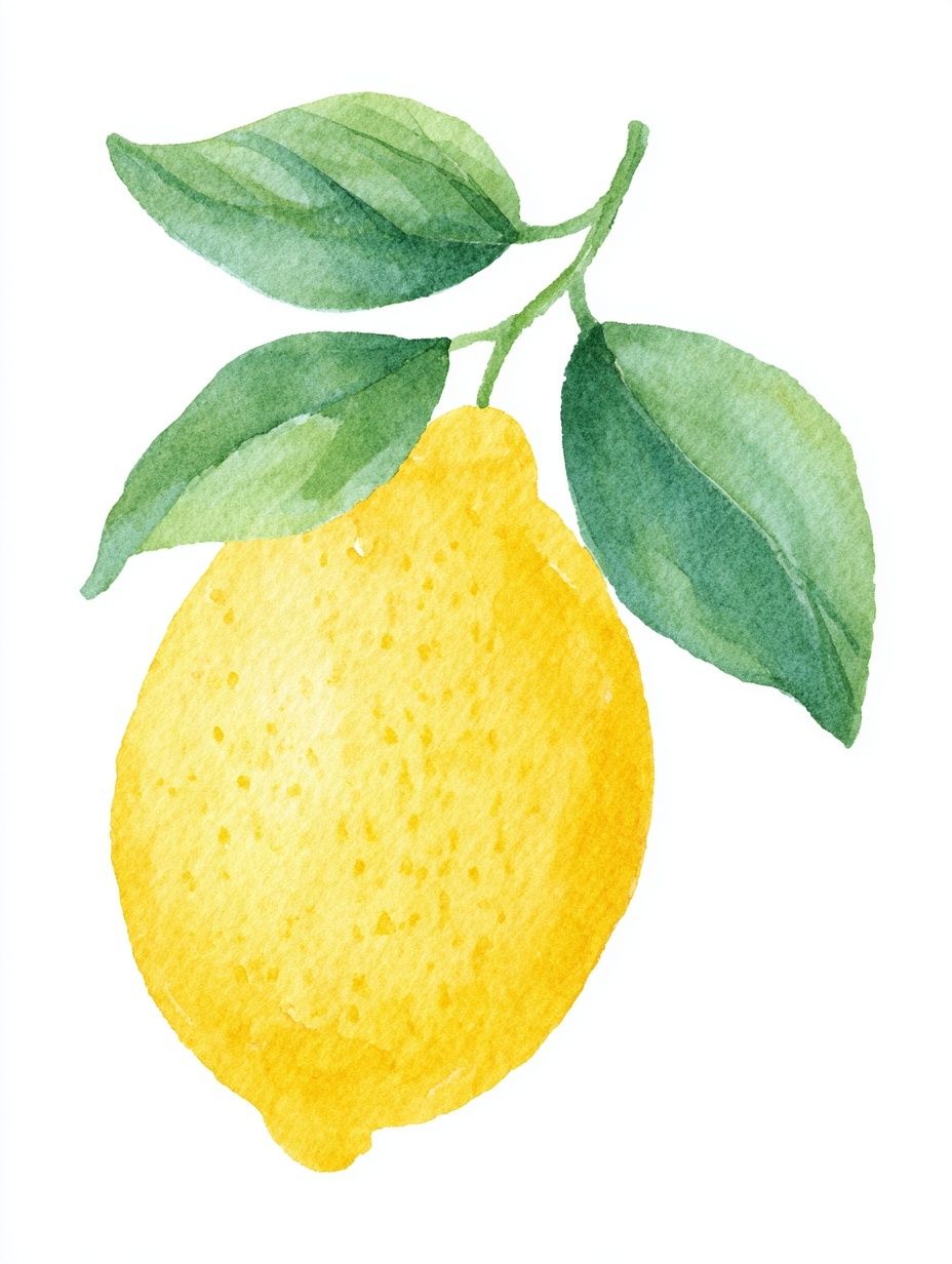 Watercolor Lemon Botanical Print. poster detail