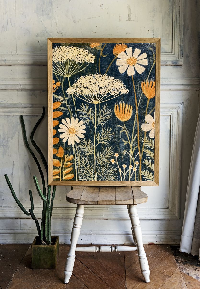 Wildflower Meadow Botanical Print. room preview