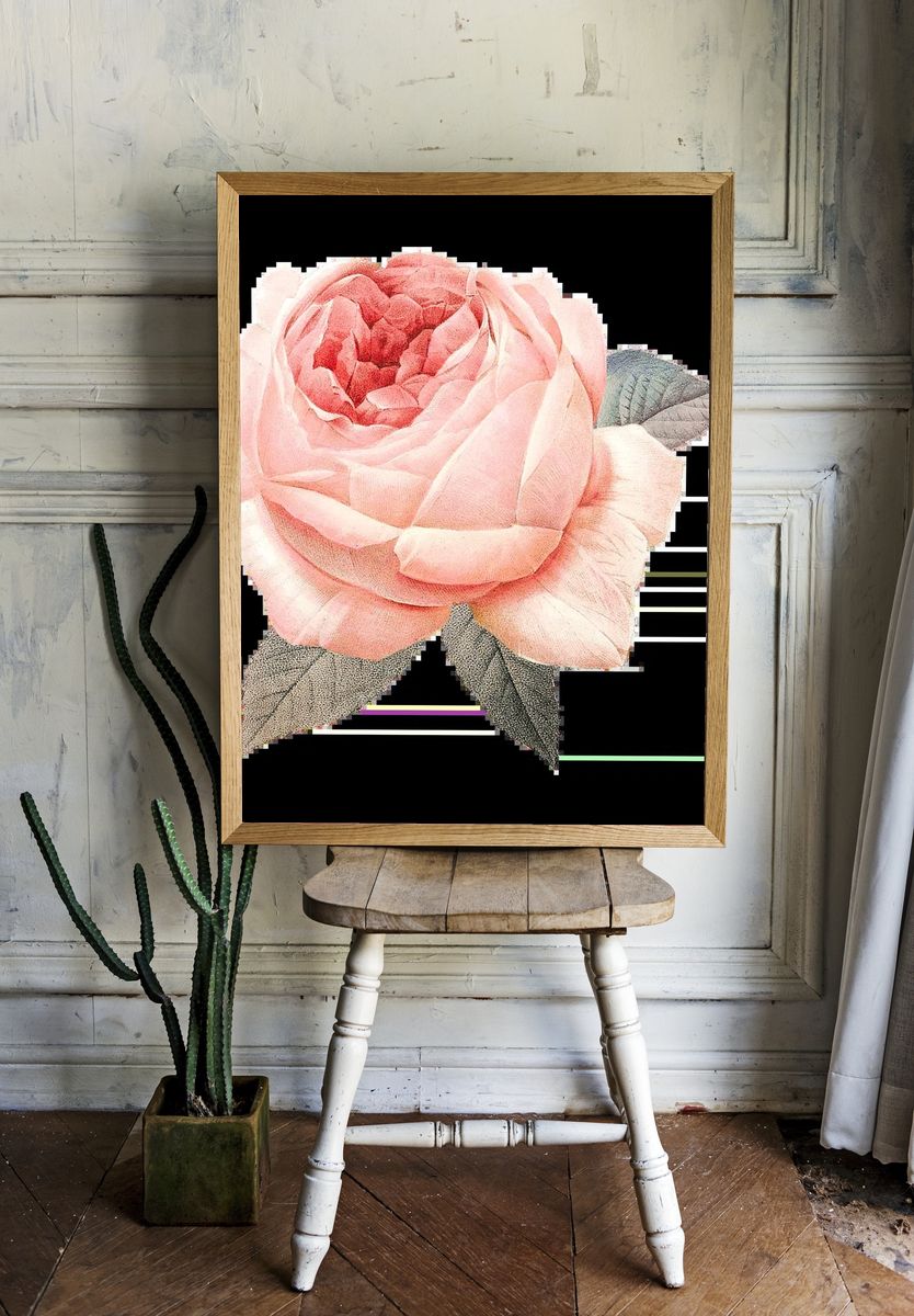 Tropical Lily Bloom Botanical Print. room preview