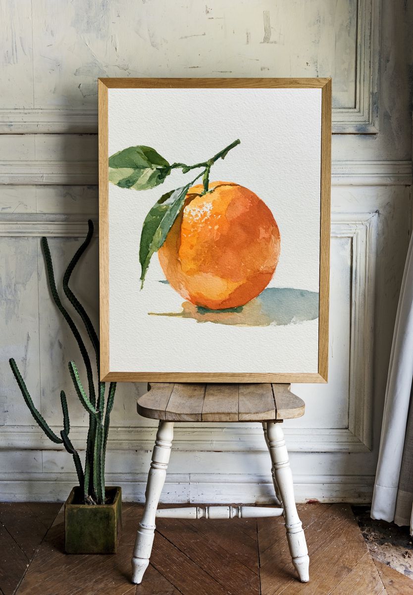 Orange Watercolor Fruit Poster. room preview