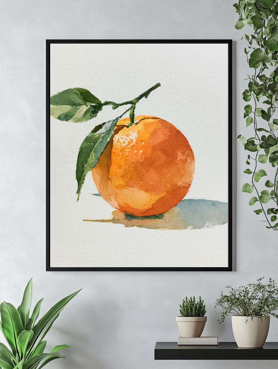 Orange Watercolor Fruit Poster. — room view 4