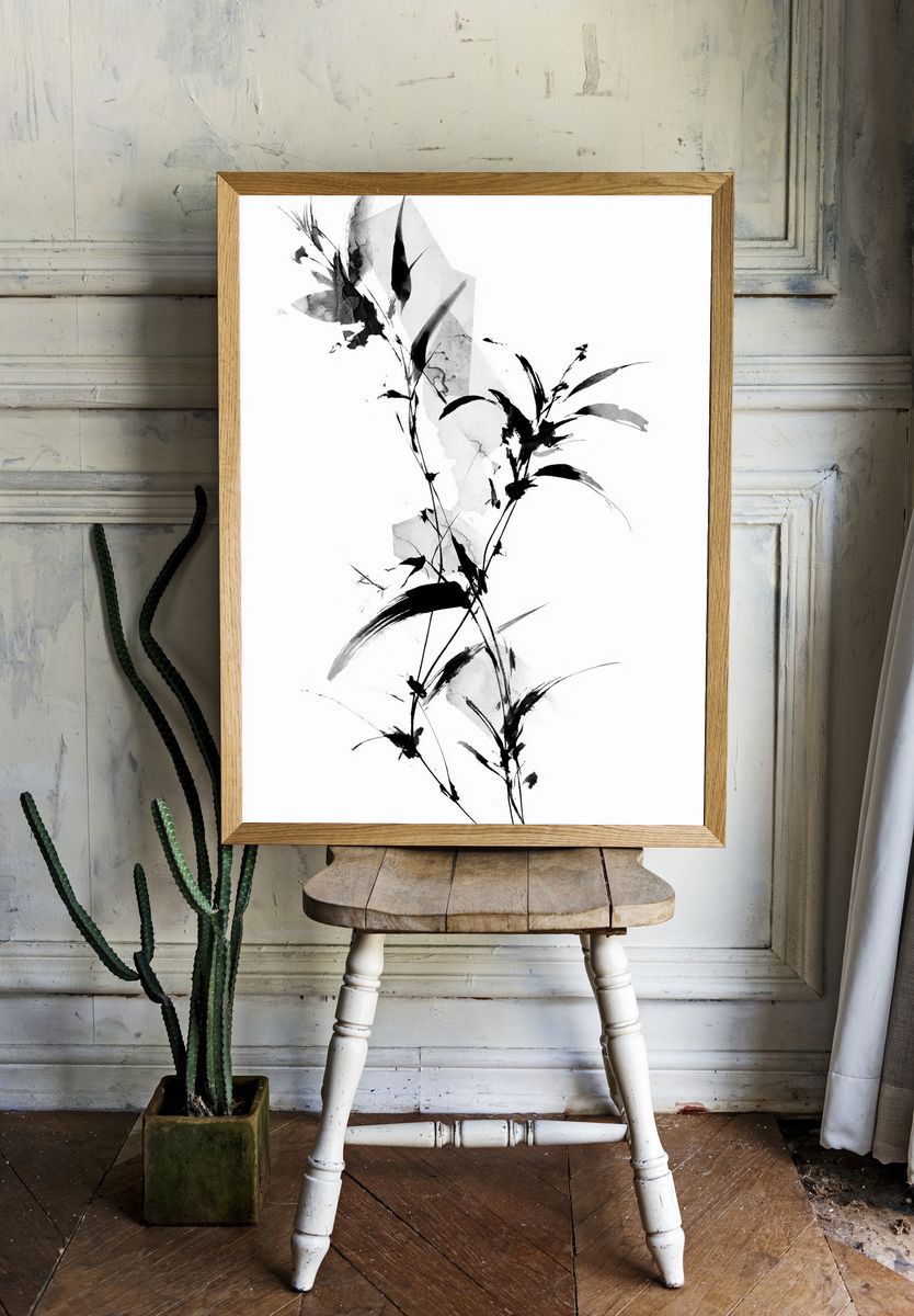 Ink Botanical Abstract Poster. — room view 1