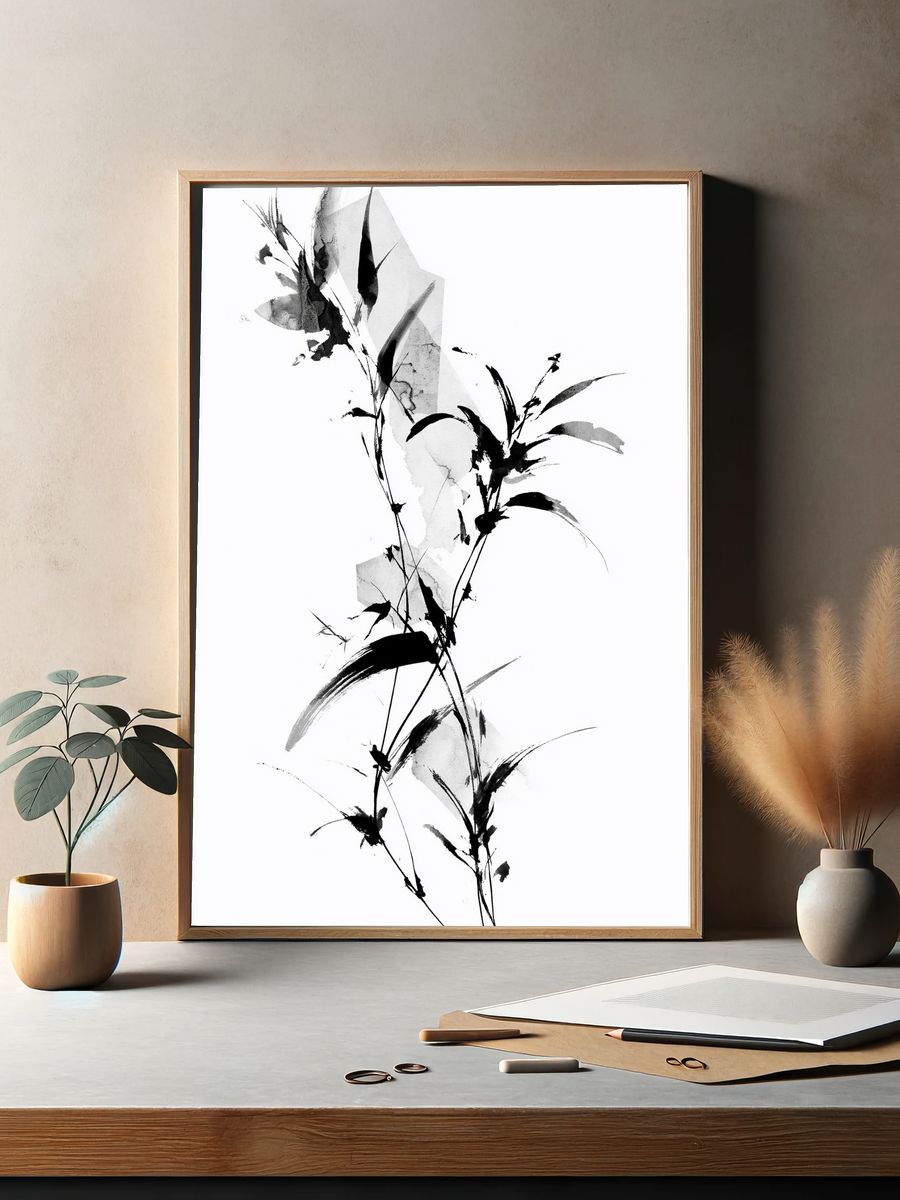 Ink Botanical Abstract Poster. — room view 2