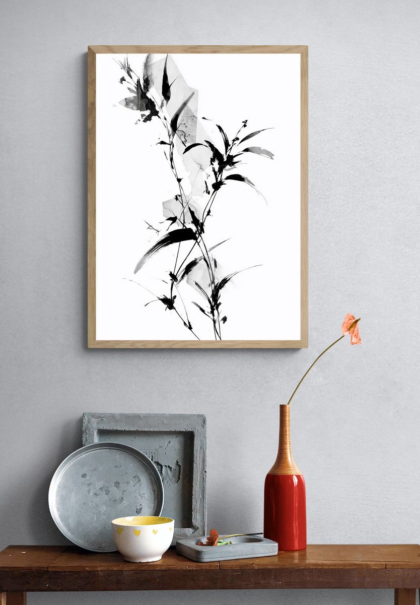 Ink Botanical Abstract Poster. — room view 3