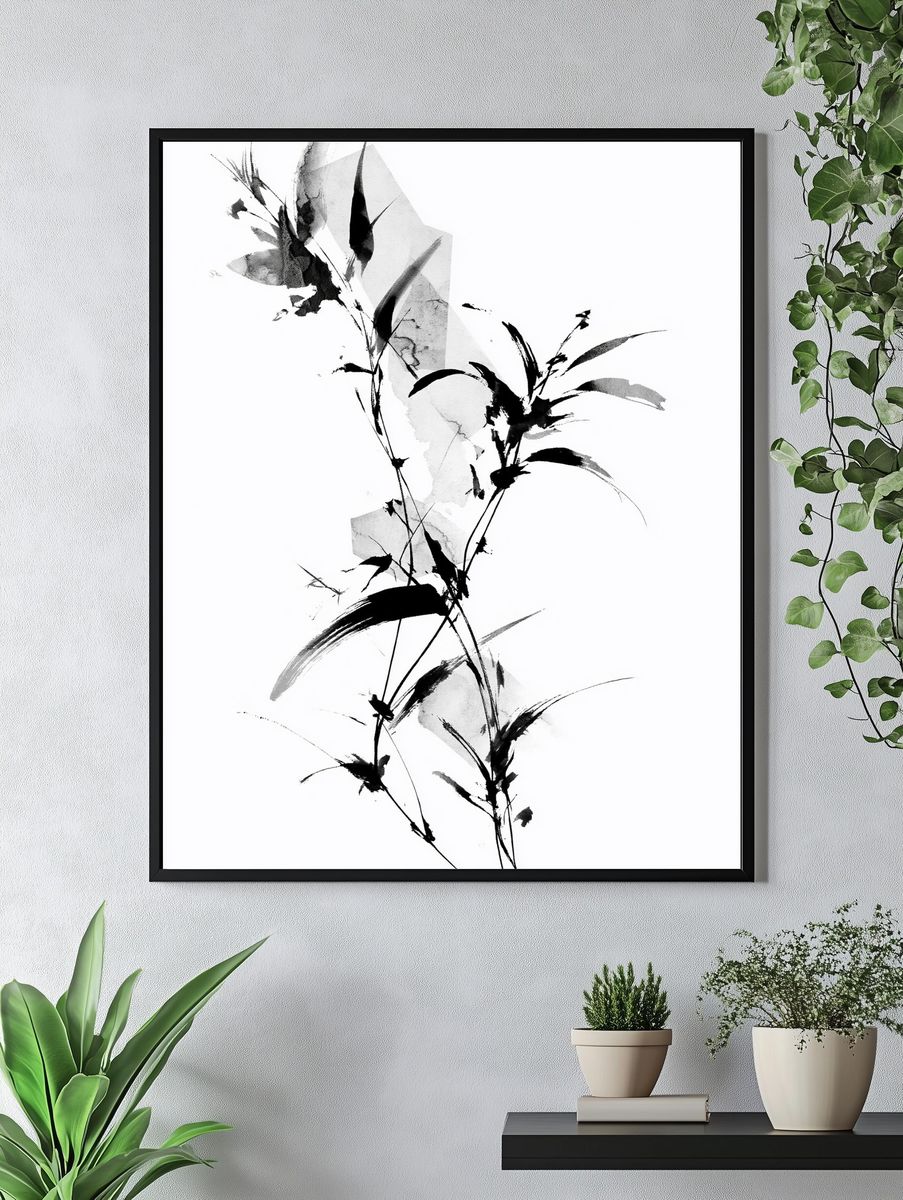 Ink Botanical Abstract Poster. — room view 4