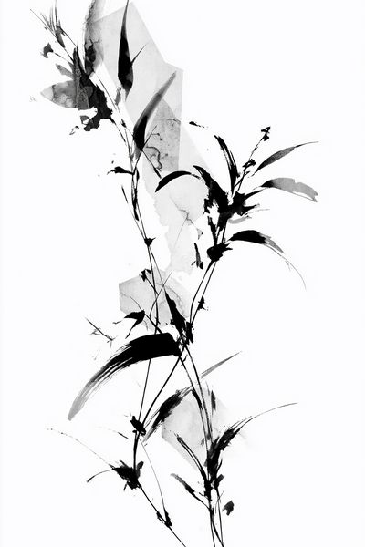 Ink Botanical Abstract Poster. poster