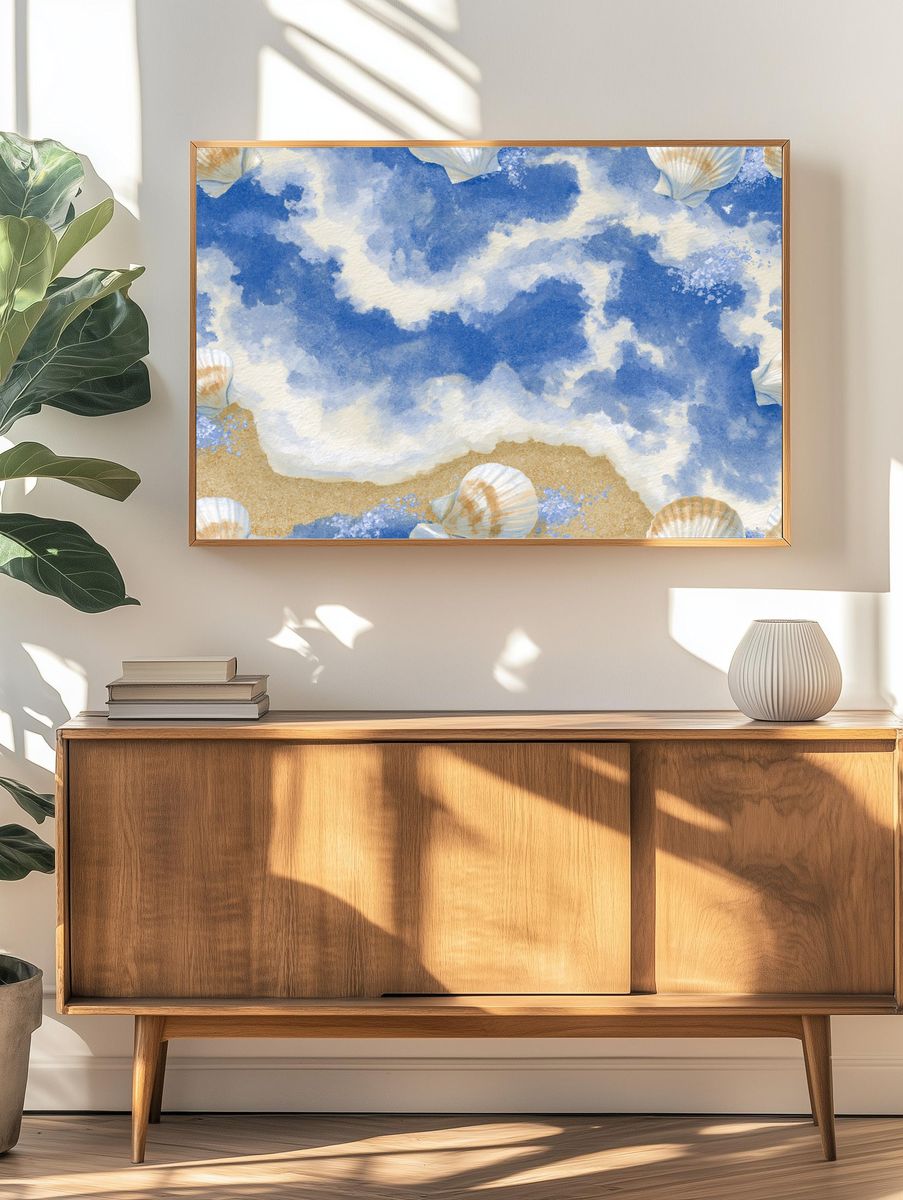 Seashell Sky Watercolor Poster. — room view 3