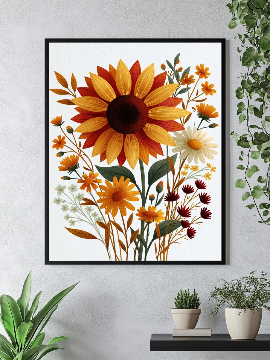 Autumn Wildflower Bouquet Print. — room view 4
