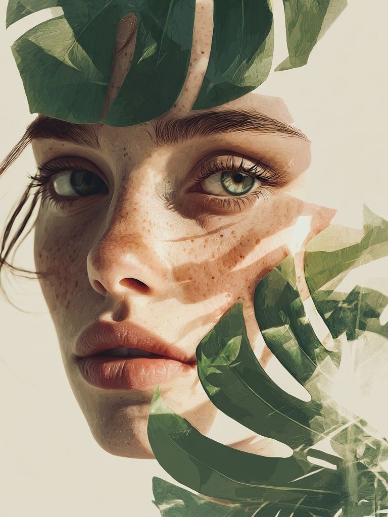 Botanical Face Portrait Print. poster detail