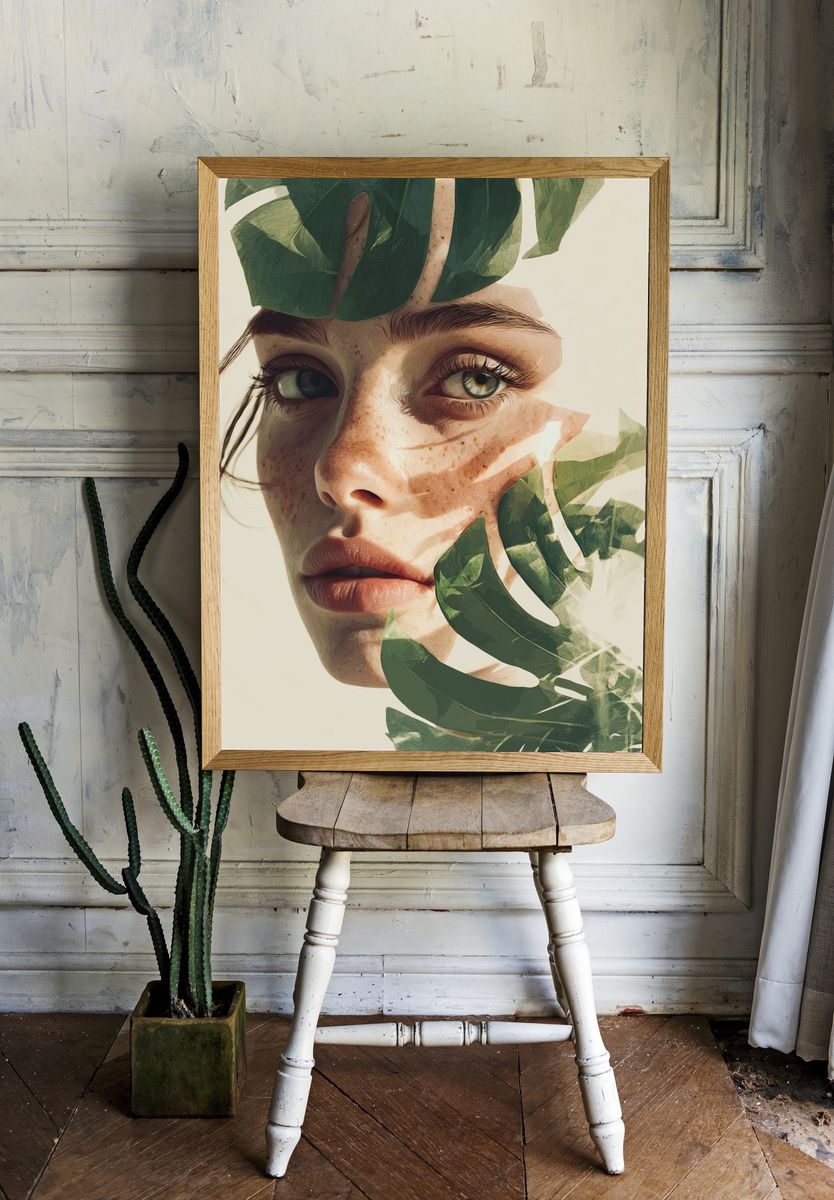 Botanical Face Portrait Print. — room view 1