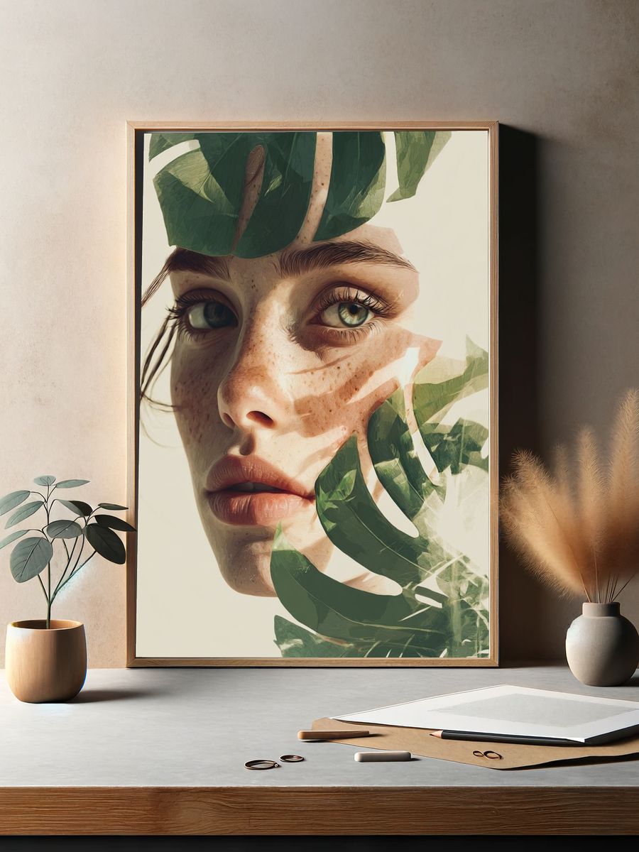 Botanical Face Portrait Print. — room view 2