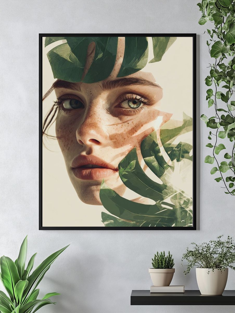Botanical Face Portrait Print. — room view 4