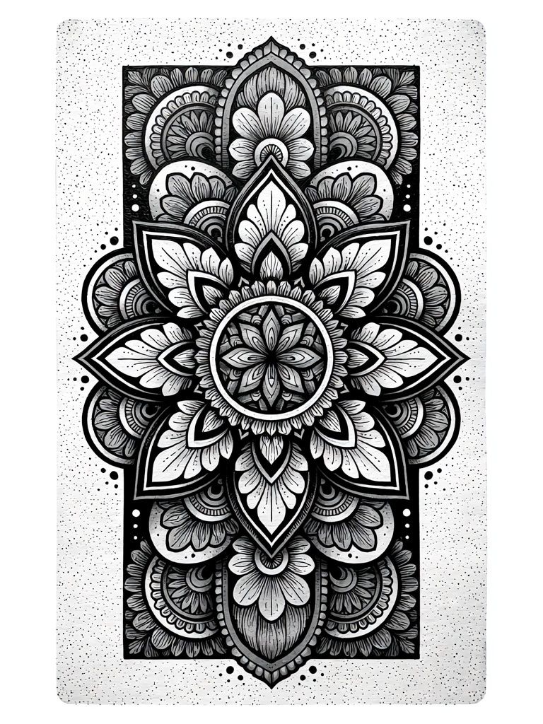 Mandala Floral Line Art Poster. poster detail