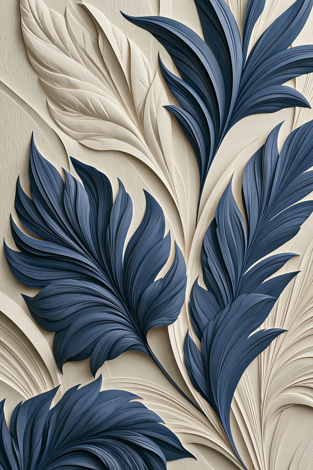 Blue Botanical Relief Poster. poster detail