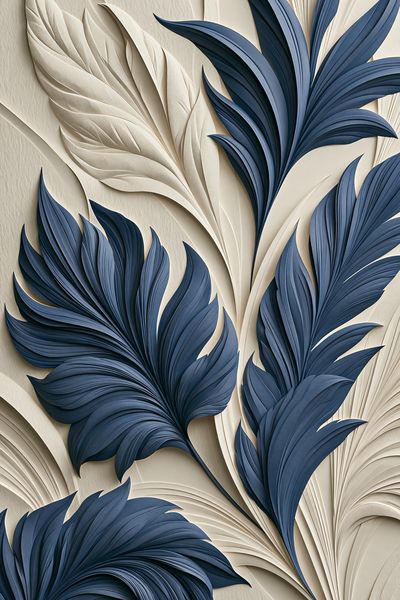Blue Botanical Relief Poster. poster