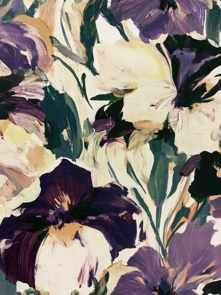 Purple Pansy Floral Print. poster — botanical art